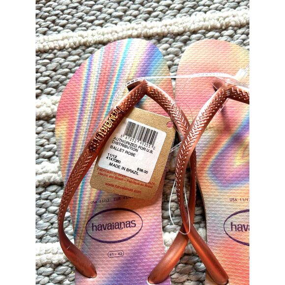NEW! Havaianas Slim Iridescent Sandals Flip Flops Size US 11/12 EU 43 /44NWT - Picture 2 of 4